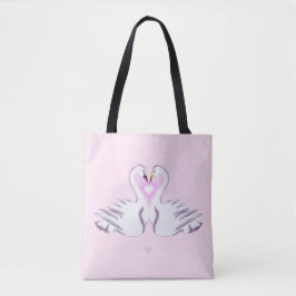 Romantic Double Swan Heart Love Pink All Over  Tasche
