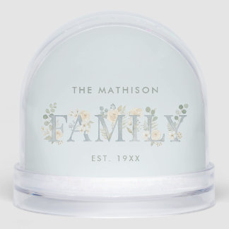 Romantic Dusty Blue Floral Family Monogram MH26