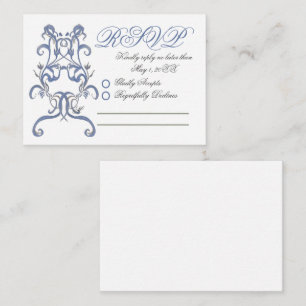 Romantic Dusty Blue Thistle Wedding RSVP Mitteilungskarte