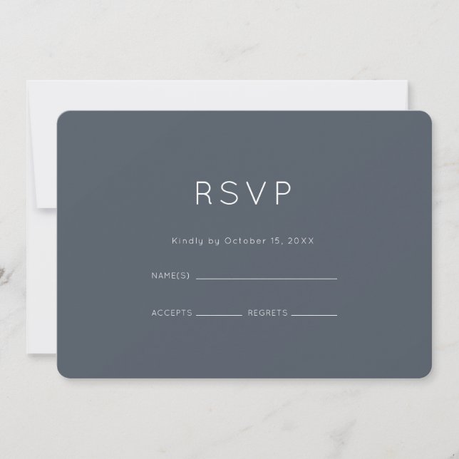Romantic Dusty Blue Wedding RSVP Einladung (Vorderseite)