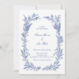 Romantic Dusty Blue Wildflower Wreath Wedding Einladung