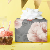 Romantic Dusty Pink Peony Grey Floral Pattern