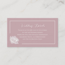 Romantic Dusty Pink White Floral QR code Begleitkarte
