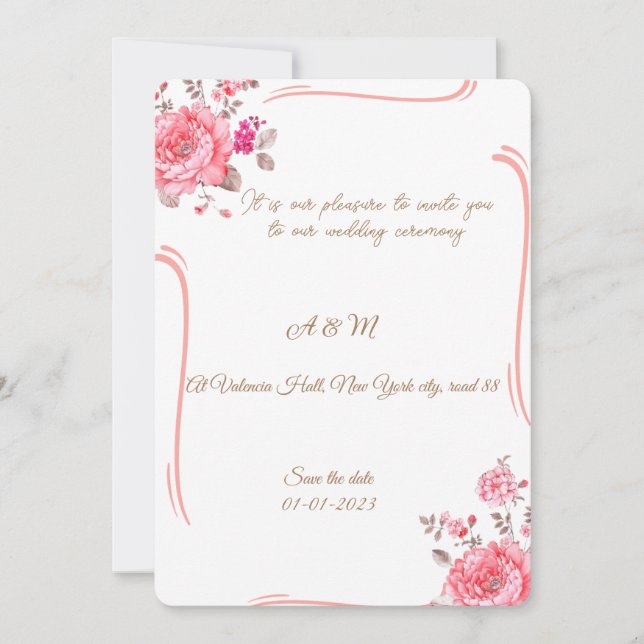 Romantic Dusty Rose Floral Invitation Einladung (Vorderseite)