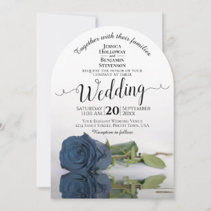 Romantic Dusty Steel Blue Rose Elegante Hochzeit Einladung