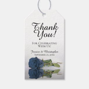Romantic Dusty Steel Blue Rose Wedding Vielen Dank Geschenkanhänger
