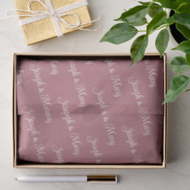 Romantic Elegant Rose & Ivory Script Soft Wedding Seidenpapier