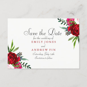 Romantic Elegant Rose rouge Enregistrer la carte d