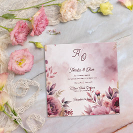 Romantic Ethereal Mauve Floral Wedding Invitation 