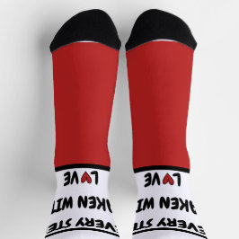 Romantic Every Step Taken With Love Red Hearts Cre Socken