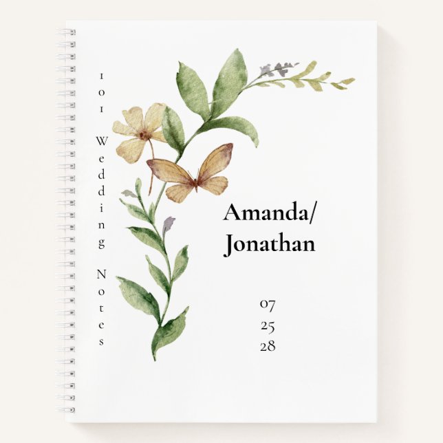 Romantic Field Blume Butterfly Wedbook Notizbuch (Vorderseite)