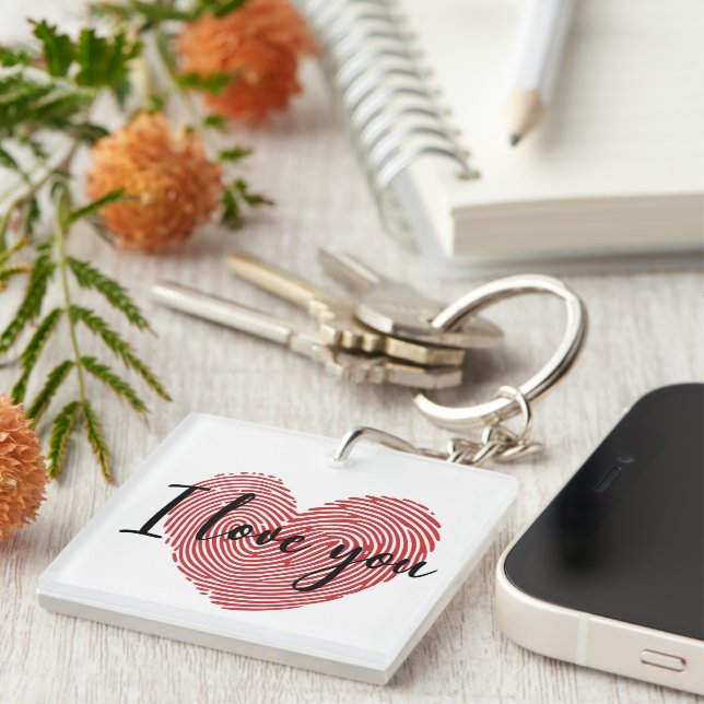 Romantic Fingerprint Heart “I Love You” Sticker Schlüsselanhänger (Vorderseite rechts)