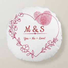 Romantic Fingerprint Heart Throw Pillow Rundes Kissen