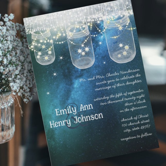 Romantic Firefly Mason Jar Wedding Einladung (Von Creator hochgeladen)