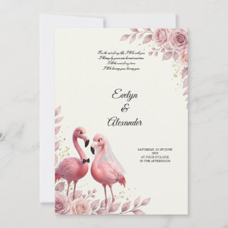 Romantic Flamingo Wedding Einladung