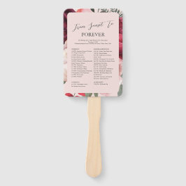 Romantic Floral Bouquet Pink Wedding Program Fan Fächer