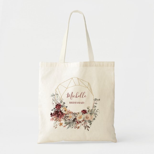 Romantic Floral Bridal Party Tragetasche (Vorne)