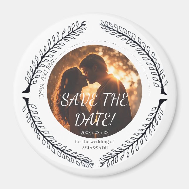 Romantic Floral Circle Save the Date Magnet (Vorne)