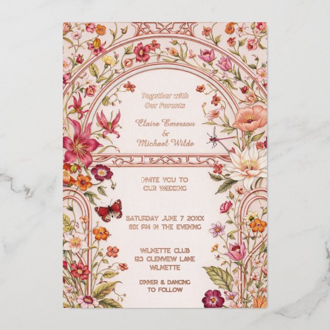 Romantic floral garden folieneinladung (Vorderseite)