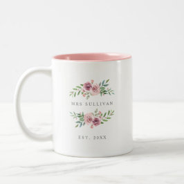Romantic Floral Garland For Mrs or Bride to be Zweifarbige Tasse