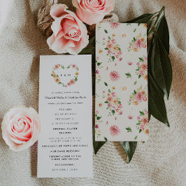 Romantic Floral Heart Wedding Ceremony Program Programm