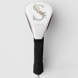 Romantic Floral Initial personal Monogram in Pink Golf Headcover