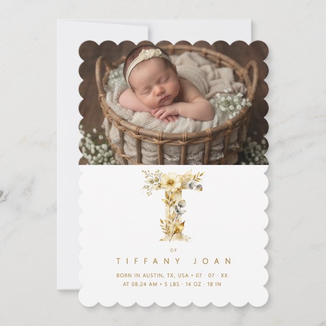 Romantic Floral L Initial Gold Glitter Newborn Ann (Vorderseite)