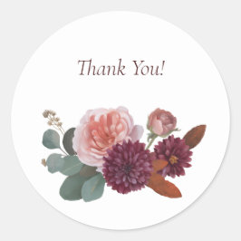 Romantic Floral Thank You Runder Aufkleber
