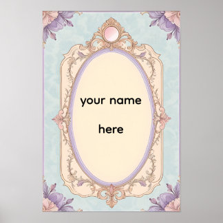 Romantic Floral Vanity Border Poster
