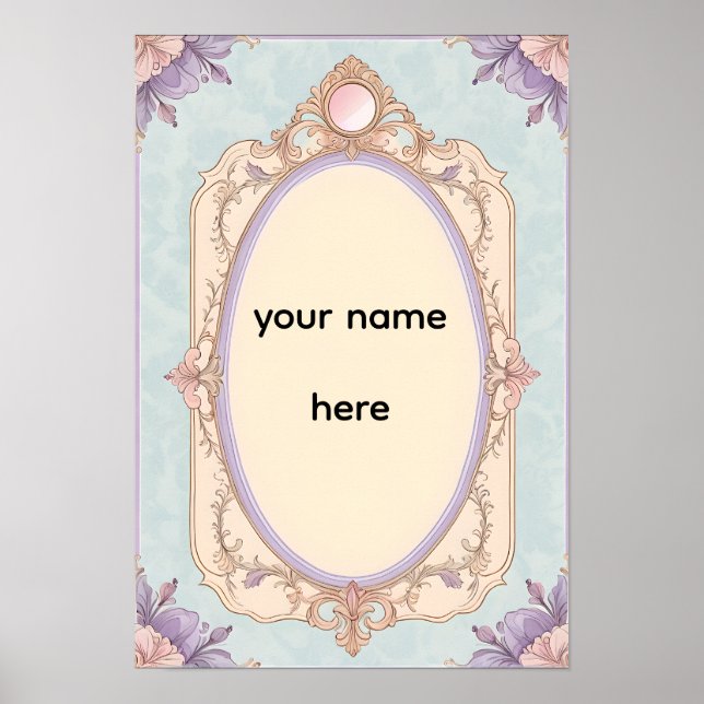 Romantic Floral Vanity Border Poster (Vorne)
