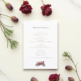 Romantic Floral Wedding Information Card Begleitkarte