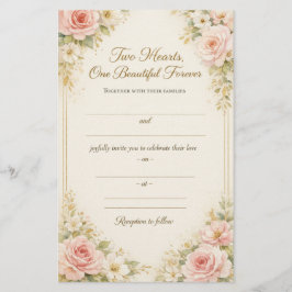 Romantic Floral Wedding Invitation Card Template Briefpapier