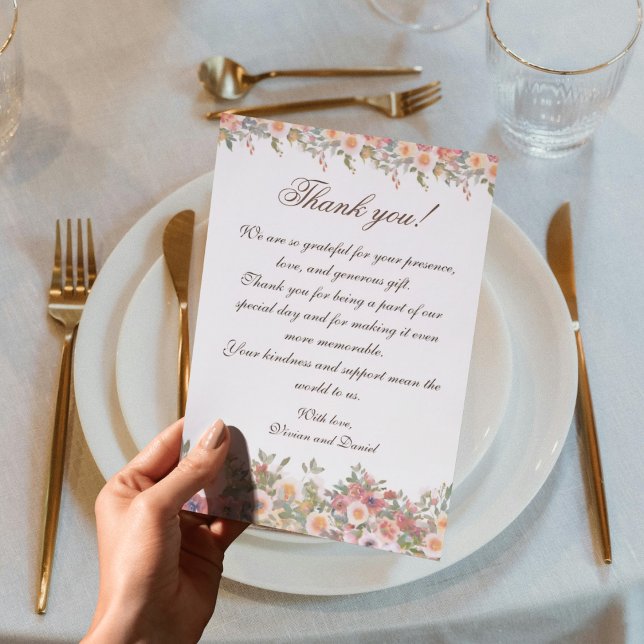 Romantic Floral Wedding Thank You Card Dankeskarte (Von Creator hochgeladen)
