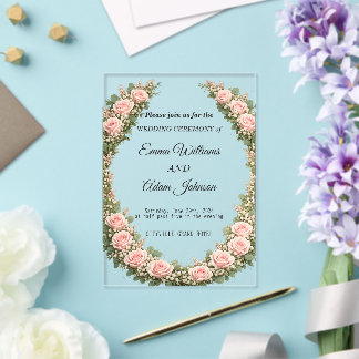 Romantic Floral Wreath Wedding Invitation Acryleinladungen