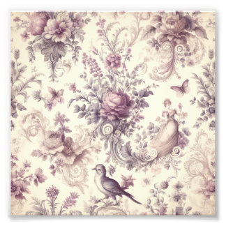 Romantic French Roses Birds Decoupage Fotodruck