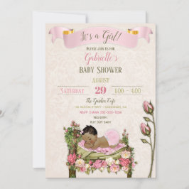 Romantic Garden Baby Dusche Pink Green Rose Einladung