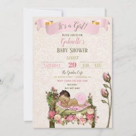 Romantic Garden Baby Dusche Pink Green Rose Einladung