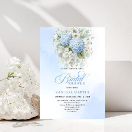 Romantic Garden Blue Floral Bridal Shower Invite Einladung
