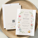 Romantic Garden Floral Wreath QR Code Estate Weddi Einladung<br><div class="desc">Invite your guests to a romantic garden celebration with this elegant floral wreath wedding invitation featuring a convenient QR code RSVP. Soft watercolor flowers and botanical greenery form a delicate wreath around the couple’s names, creating a timeless design perfect for garden, estate, and outdoor weddings. Inspired by classic countryside celebrations...</div>