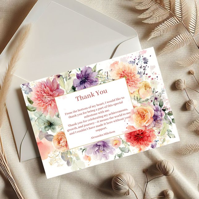 Romantic Garden Florals Sweet Sixteen Dankeskarte (Von Creator hochgeladen)