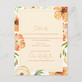 Romantic Garden Peach Floral Wedding Information Begleitkarte