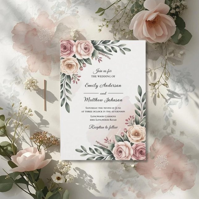Romantic Garden Rose Wedding Invitation (Créateur téléchargé)