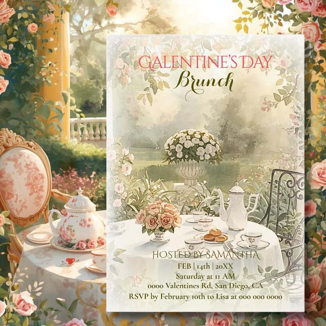 Romantic Garden Tea Galentine Brunch Soft Florals Einladung (Von Creator hochgeladen)