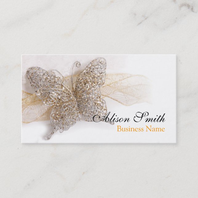 Romantic generic Business card with butterfly Visitenkarte (Vorderseite)