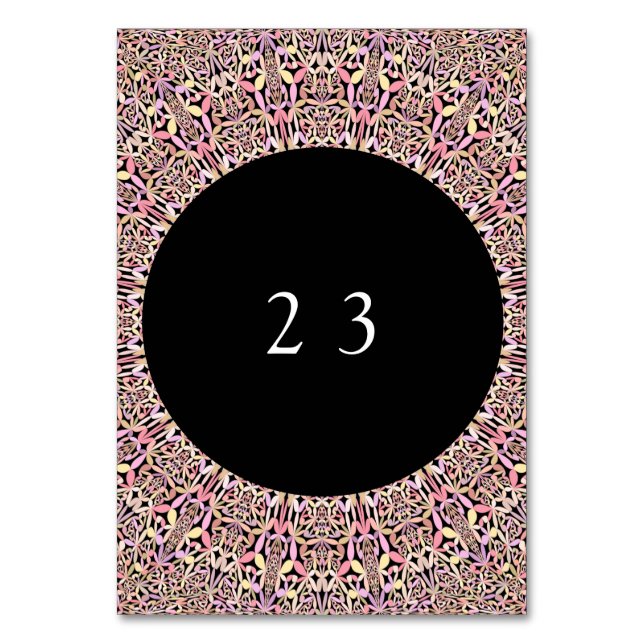 Romantic Geometric Mandala soft Pink Black Round Tischnummer (Vorderseite)