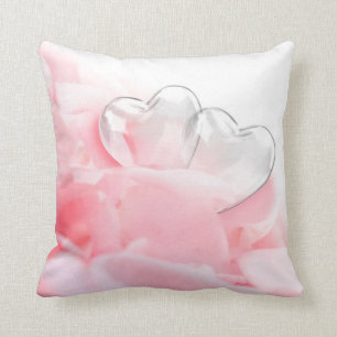 Romantic Glass Hearts Rose Petals Kissen