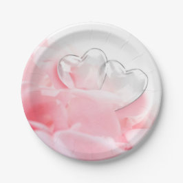 Romantic Glass Hearts Rose Petals Pappteller