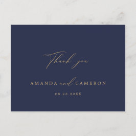Romantic Gold Calligraphy Navy Blue Vielen Dank Postkarte