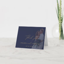 Romantic Gold Calligraphy Navy Hochzeit Vielen Dan