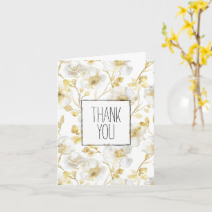 Romantic Gold White Floral Vielen Dank Karte